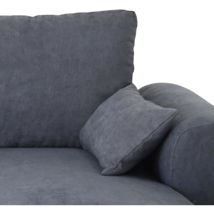 Canapé d'angle convertible réversible MAX - Méridienne avec coffre - Tissu gris foncé - L 240 x P 143 x H 85 cm