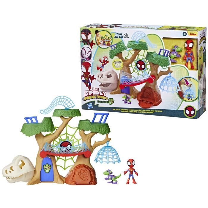 Spidey Coffret Dino-Webs base forestiere, Figurines de super-héros et accessoires, des 3 Ans, Spidey et Ses Ami