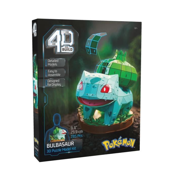 4D Build - Puzzle 3D - Bulbizarre Pokémon - 195 pieces - 24cm - des 12 ans