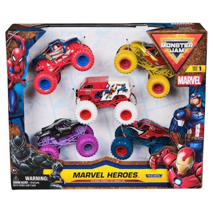 SPIN MASTER PACK DE 5 VÉHICULES MARVEL DIE-CAST 1:64 Monster Jam