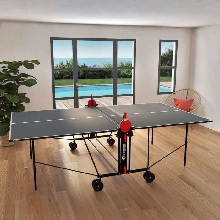 SPONETA - Table Tennis de table - Table Ping Pong Compacte - Usage IntÈrieur - Gris et noir