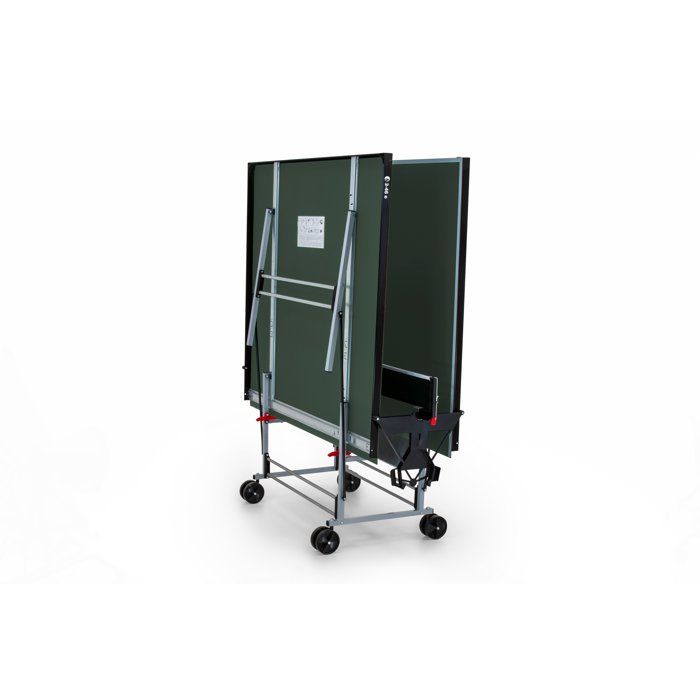 Table tennis de table - SPONETA - S3-46 e - Pliable - Usage extérieur - Filet + rangements + 4 roues doubles pivotantes - Gris/vert