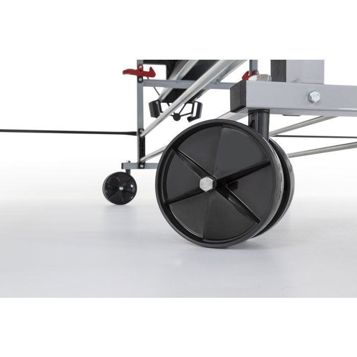 Table tennis de table - SPONETA - S3-46 e - Pliable - Usage extérieur - Filet + rangements + 4 roues doubles pivotantes - Gris/vert