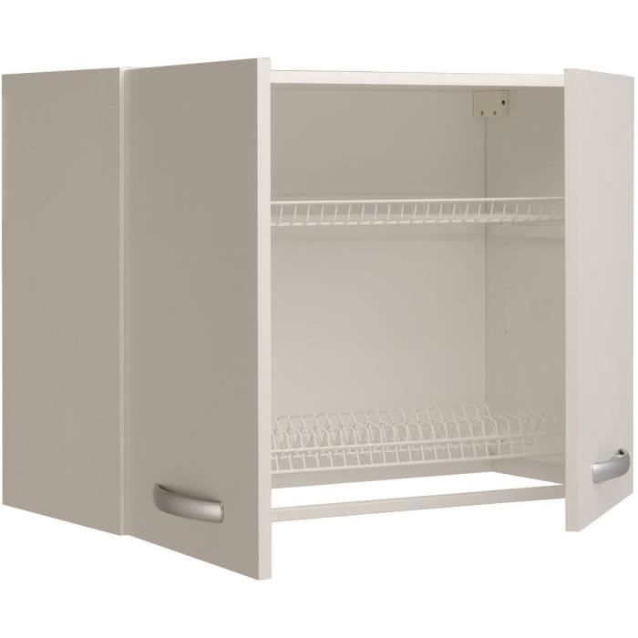 Spring - Meuble haut de cuisine avec égouttoir - 2 portes - L80 x P35,6 x H57,9 cm - Blanc - Parisot