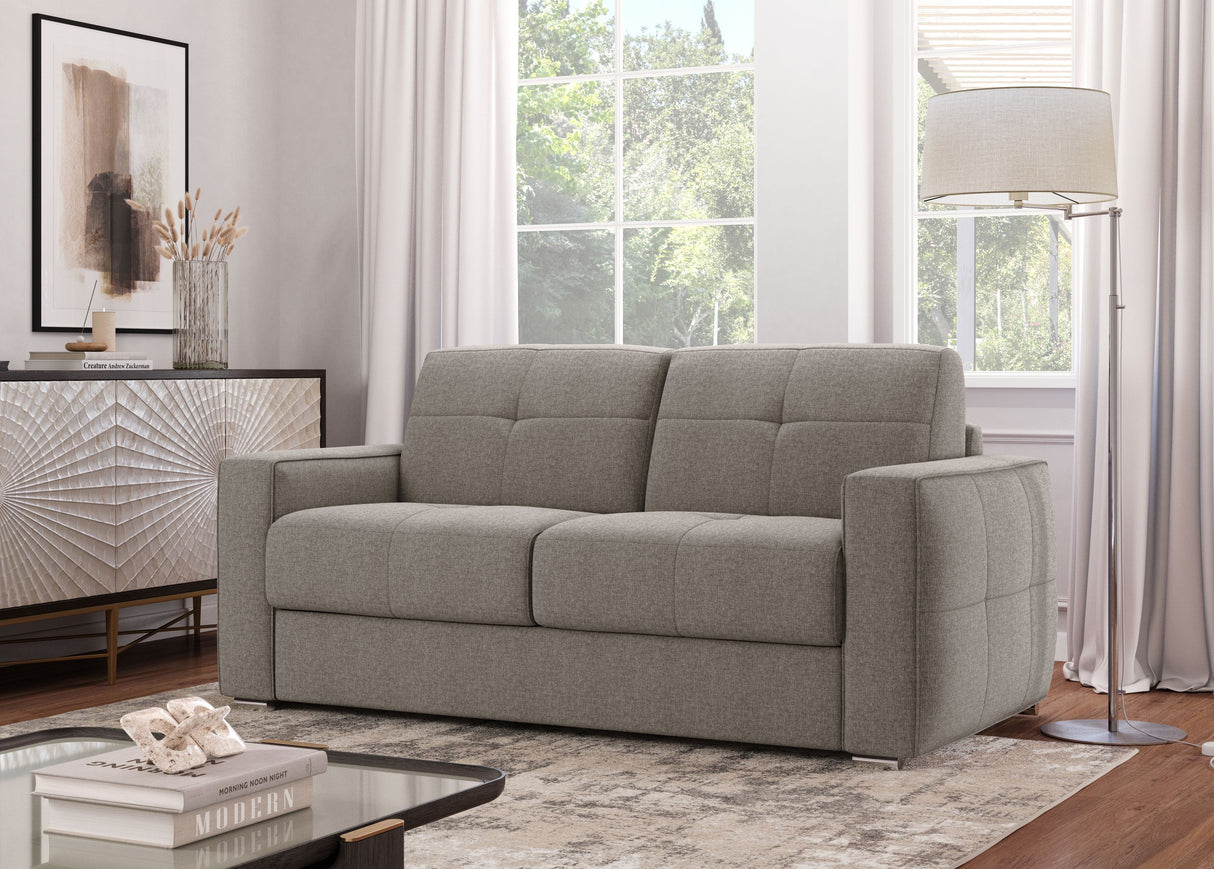 Canapé convertible express - 3 places - SQUARE - Tissu Beige - 200 x 105 x 90 cm
