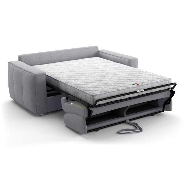 Canapé convertible express - 3 places - SQUARE - Tissu Gris clair - 200 x 105 x 90 cm