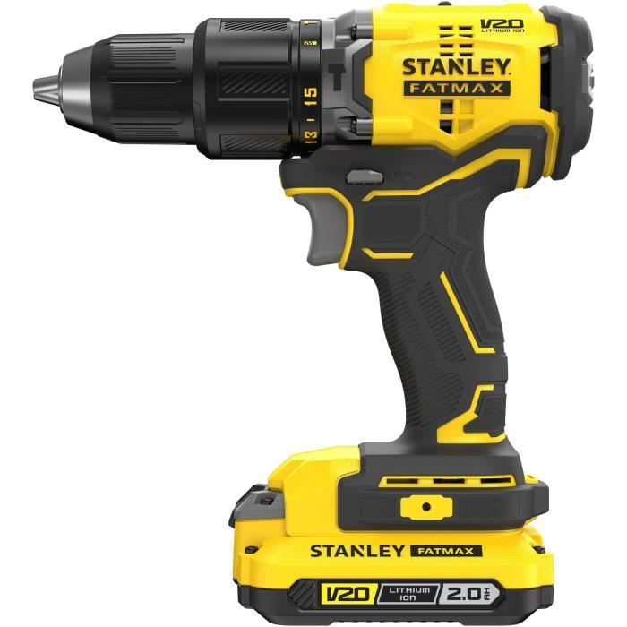 Perceuse visseuse a percussion sans fil - 18V - STANLEY FATMAX V20 - SFMCD715D2K-QW - Brushless - 60Nm - 2 batteries 2 Ah + chargeur
