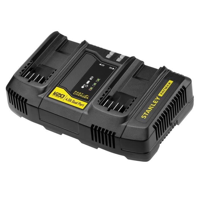 Double chargeur 18V 4A - STANLEY FATMAX - Compatible avec toutes les batteries de la Gamme V20 - SFMCB24-QW