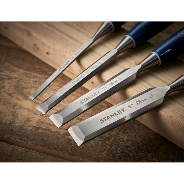 Coffret de ciseaux a bois - STANLEY - 0-16-130 - Jeu de 4 pieces - manche ABS