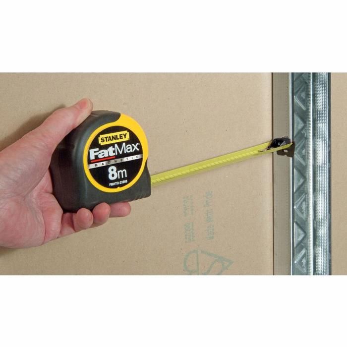 Ruban a crochet magnétique - STANLEY - 8m x 32mm - Revetement Mylar haute protection et anti-abrasion