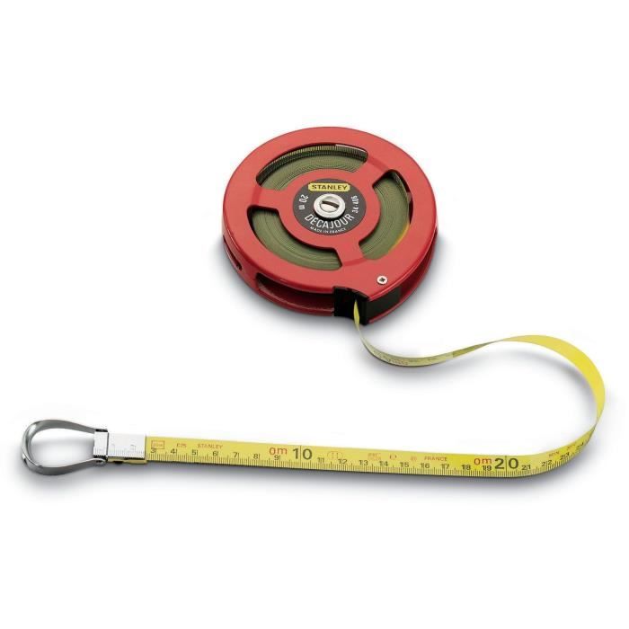 Metre ruban mesure longue - STANLEY - 0-34-406 - 20m - Ruban Acielak Décajour