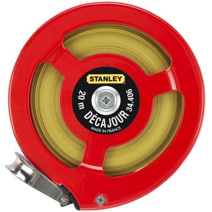 Metre ruban mesure longue - STANLEY - 0-34-406 - 20m - Ruban Acielak Décajour