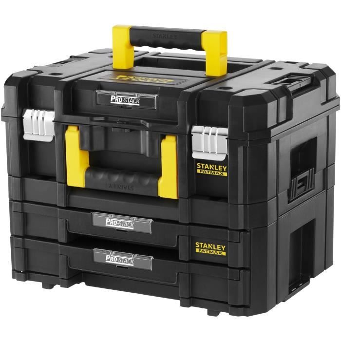 Kit 2 Mallettes PRO-STACK - STANLEY FATMAX - FMST1-71981 - 2 poignées - 2 tiroirs - 21,5 L