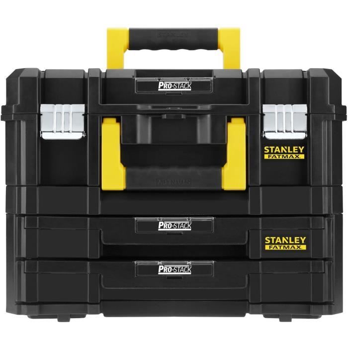 Kit 2 Mallettes PRO-STACK - STANLEY FATMAX - FMST1-71981 - 2 poignées - 2 tiroirs - 21,5 L