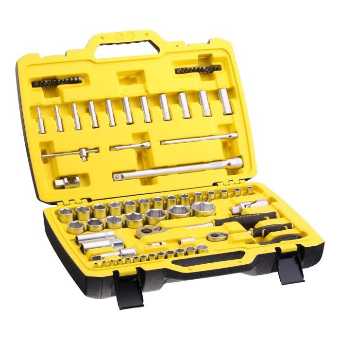 Coffret douilles 1/4 et 1/2 STANLEY FMMT82826-1 avec cliquet et rallonge FATMAX - Jeu de 81 pieces