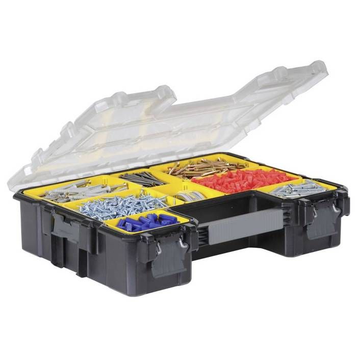 STANLEY FATMAX Organiseur Profondeur 106 mm 1-97-521 - 10 Compartiments Amovibles - Couvercle en Polycarbonate Incassable