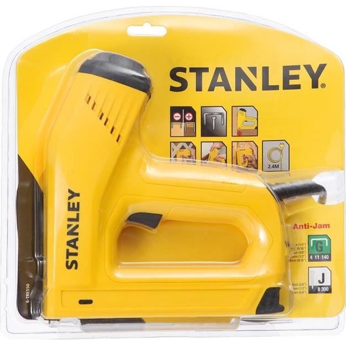 Agrafeuse Èlectrique STANLEY - 6-TRE550 avec c‚ble de 2,5 m pour agrafe de type G et clous de type J - Gamme PRO