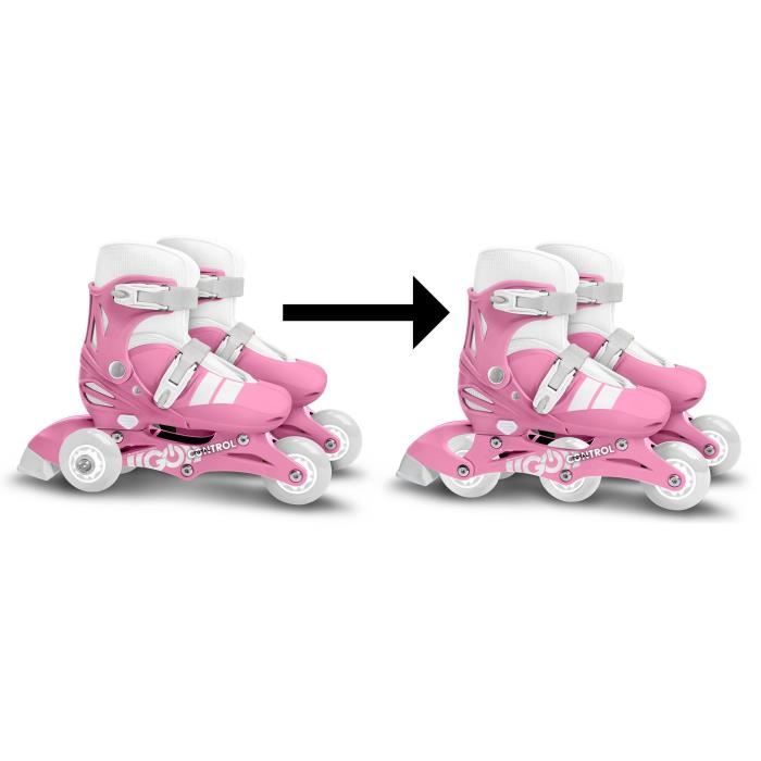 Patins en ligne 2-en-1 - STAMP - SKIDS CONTROL - 3 roues - Taille 27-30 - Rose