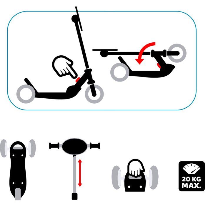 Trottinette 3 roues pliables - STAMP - Skids Control Explore - Bleu