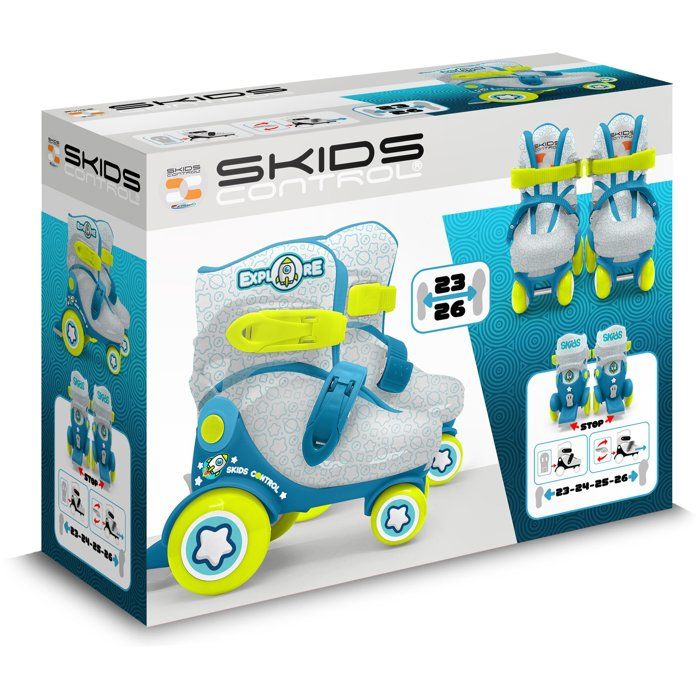 Patins ajustables - STAMP - Skids Control Explore - 4 roues - Taille 23-26 - Bleu