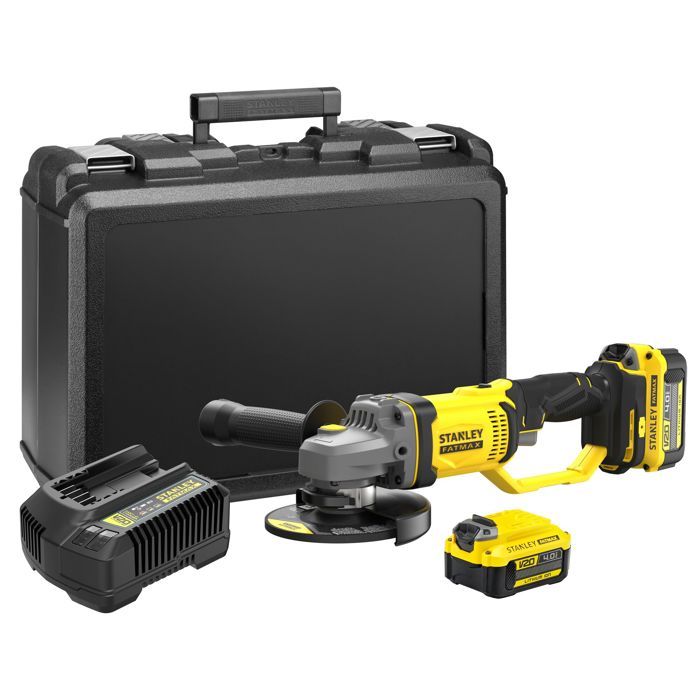 Meuleuse sans fil - 18V - STANLEY FATMAX V20 - SFMCG400M2K-QW - 125mm - 2 batteries 4 Ah + chargeur 2 A