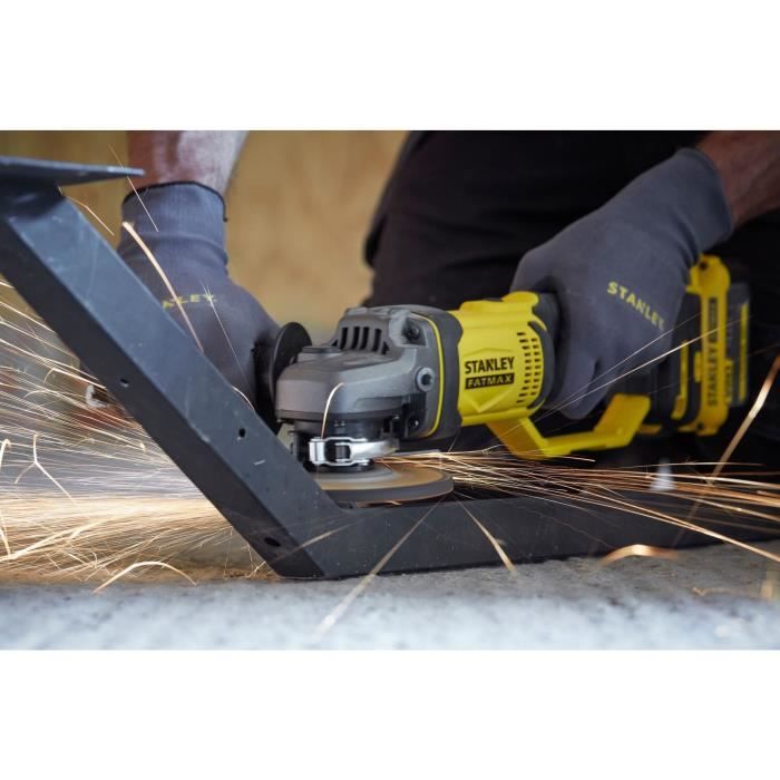 Meuleuse sans fil - 18V - STANLEY FATMAX V20 - SFMCG400M2K-QW - 125mm - 2 batteries 4 Ah + chargeur 2 A