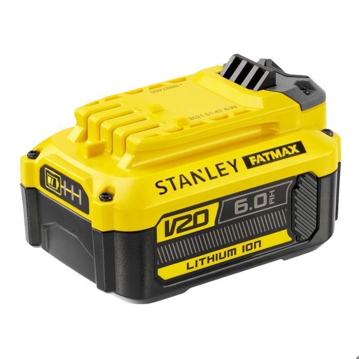 Batterie 18V 6 Ah - Stanley Fatmax - Compatible avec la gamme STANLEY FATMAX V20 - SFMCB206-XJ