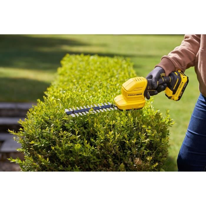 Taille-haie et cisaille a gazon sans fil + batterie 2Ah + chargeur - Stanley Fatmax - STCSS20D1-QW - 18V - Lames interchangeables