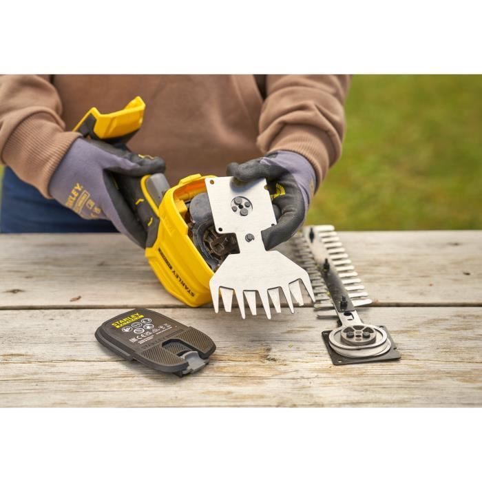 Taille-haie et cisaille a gazon sans fil + batterie 2Ah + chargeur - Stanley Fatmax - STCSS20D1-QW - 18V - Lames interchangeables