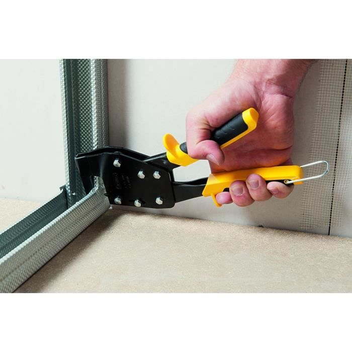 Pince a sertir de plaquiste - Stanley - 1-69-100 -Pour profils métalliques - Fixation permanente - Sertissage facile