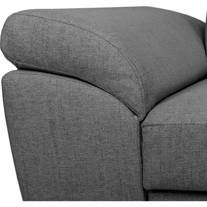 CanapÈ d'angle convertible - 4 personnes - STAN - Tissu Anthracite - 3 tÈtieres - RÈversible - 243 x 92 x 184 cm