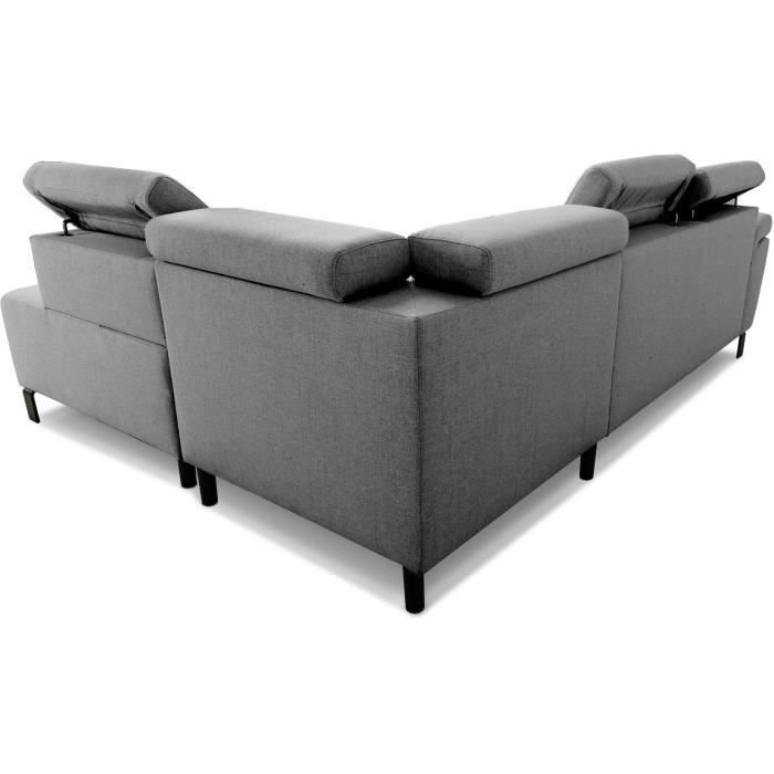 CanapÈ d'angle convertible - 4 personnes - STAN - Tissu Anthracite - 3 tÈtieres - RÈversible - 243 x 92 x 184 cm
