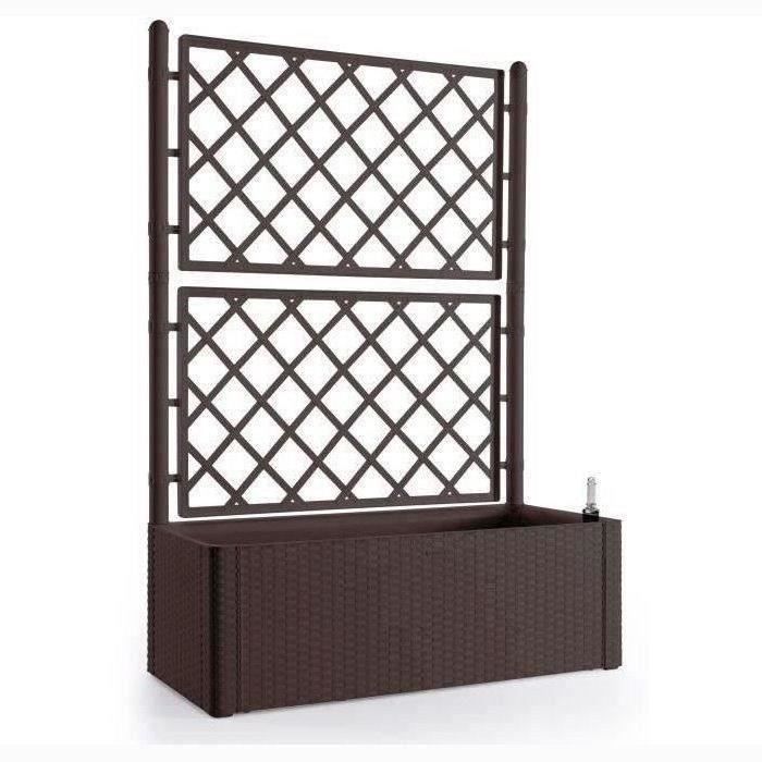 STEFANPLAST Bac a fleurs rectangulaire Natural Deluxe avec treillis - 100 x 43 x H 142 cm - 90 + 6,5 L dans la rÈserve - Moka