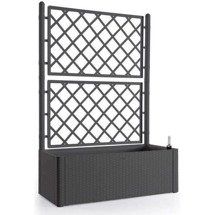 STEFANPLAST Bac a fleurs rectangulaire Natural Deluxe avec treillis - 100 x 43 x H 142 cm - 90 + 6,5 L dans la rÈserve - Anthracite