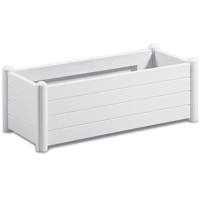 STEFANPLAST Bac a fleurs rectangulaire - ITALIA - Finition effet bois - 100x43xH35cm - 80L - Blanc