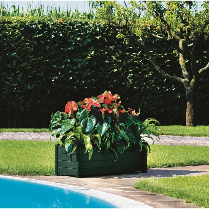 STEFANPLAST Bac a fleurs/Jardiniere rectangulaire ITALIA - Finition effet bois - 100x43xH35cm - 80L - Vert foncé