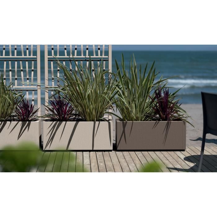 STEFANPLAST Bac a fleur/Jardiniere ETHICA rectangulaire 80 cm - 100x43x35 cm - Taupe