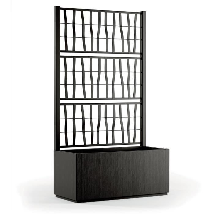STEFANPLAST Bac a fleur/jardiniere ETHICA rectangulaire 80 cm avec treillis - 80x36xh 140 cm - Graphite