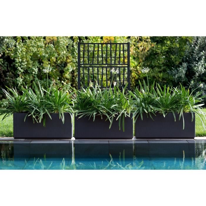 STEFANPLAST Bac a fleur/jardiniere ETHICA rectangulaire 80 cm avec treillis - 80x36xh 140 cm - Graphite