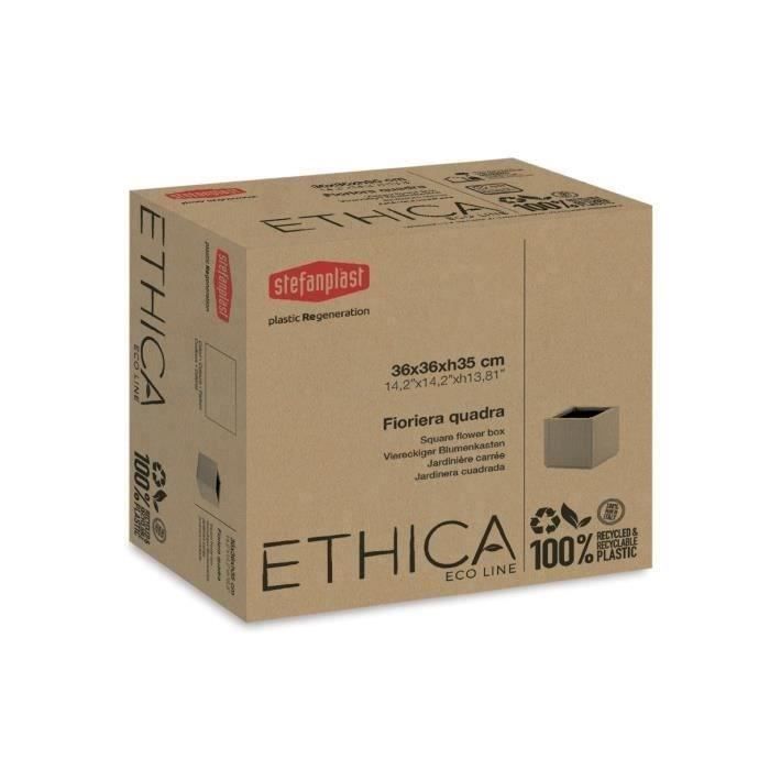 STEFANPLAST Bac a fleur/jardiniere ETHICA - Graphite - Carré - 38 L - 36x36xh 35 cm