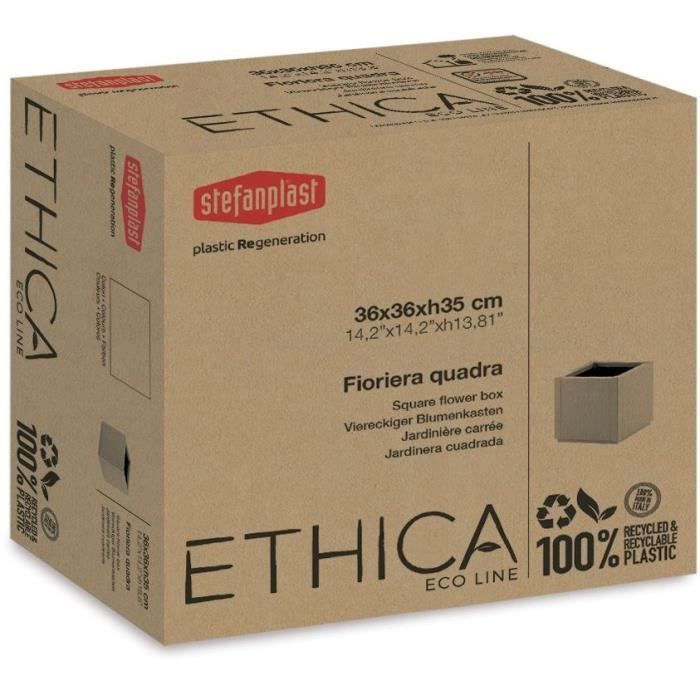 STEFANPLAST Bac a fleur ETHICA - Taupe - Carré - 38 L - 36x36xh 35 cm