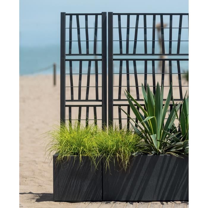 STEFANPLAST Bac a fleur/Jardiniere - ETHICA - Graphite - Carré avec treillis - 38 L - 36 x 36 x h140 cm