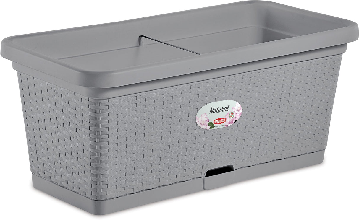 STEFANPLAST Bac a fleur NATURAL - 66 L - 80x40x34h cm - Gris pierre