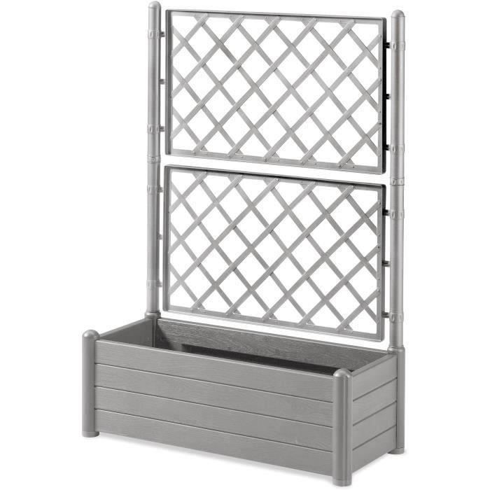 STEFANPLAST Bac a fleur/Jardiniere ITALIA rectangulaire avec treillis - 100x43xH.142cm - Stone gris