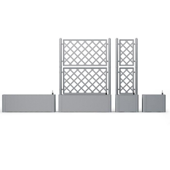 STEFANPLAST Bac a fleur/Jardiniere ITALIA rectangulaire avec treillis - 100x43xH.142cm - Stone gris