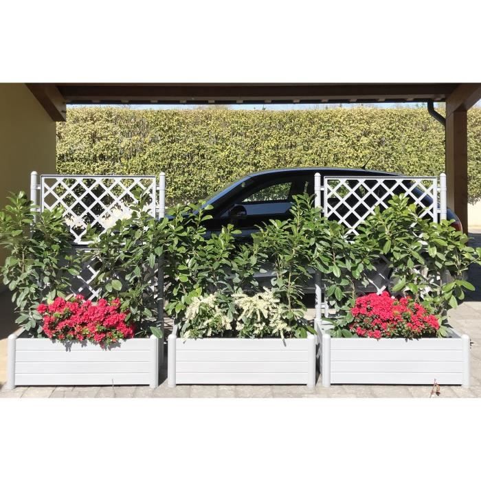 STEFANPLAST Bac a fleur/Jardiniere ITALIA rectangulaire avec treillis - 100x43xH.142cm - Stone gris