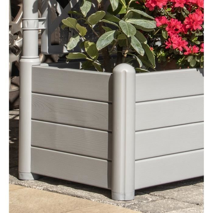 STEFANPLAST Bac a fleur/Jardiniere ITALIA rectangulaire avec treillis - 100x43xH.142cm - Stone gris