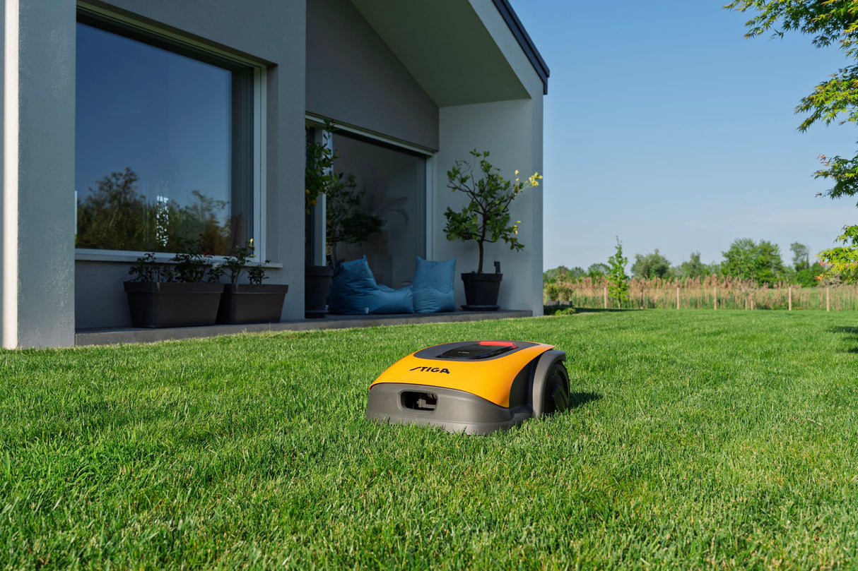 Robot tondeuse connecté sans fil périmétrique - STIGA - A 1000 - 100W - Largeur de coupe 18 cm - Jusqu'a 1400 m²