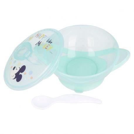 Bol a ventouse - THERMOBABY - Anti-dérapant - Avec couvercle et cuillere - Mickey Cool
