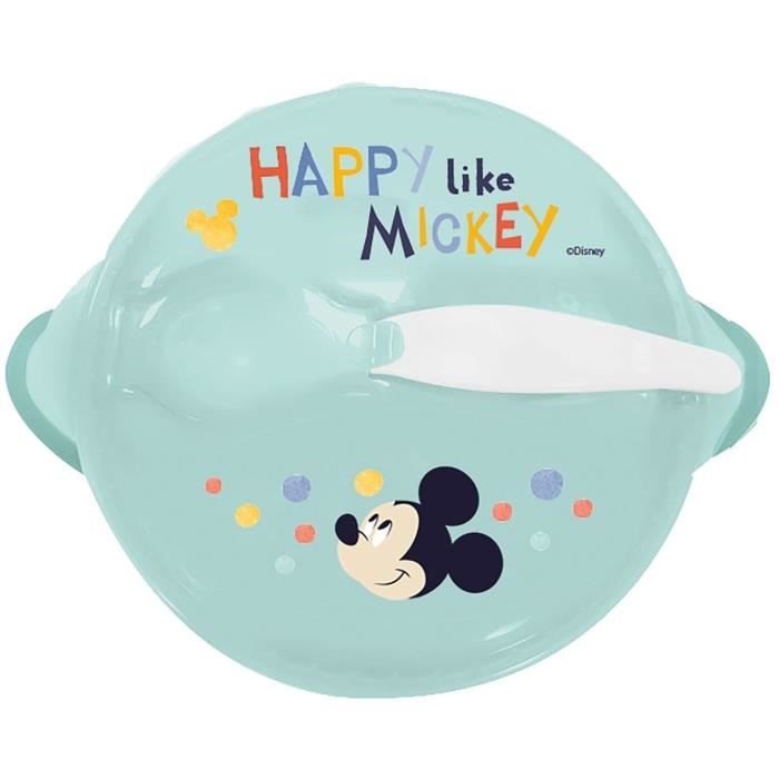 Bol a ventouse - THERMOBABY - Anti-dérapant - Avec couvercle et cuillere - Mickey Cool